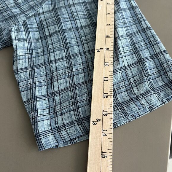 Pussers Island Reserve Shirt Mens Large Aqua Blue Stitched Plaid Silk Camp SS - Picture 7 of 11